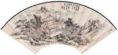 黄宾虹 丙戌（1946年）作 草堂纳凉图 扇面